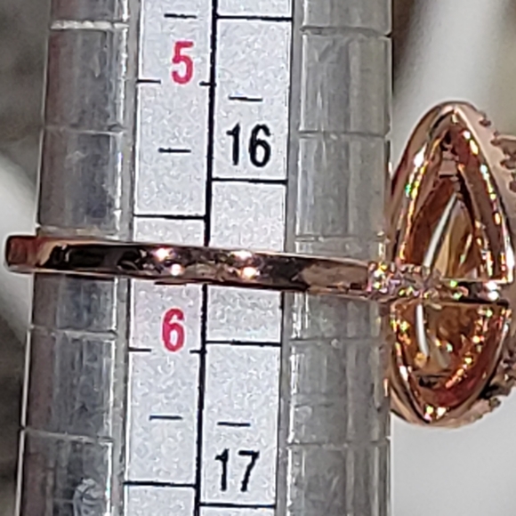 ❣️6ct ROSE GOLD CHAMPAIGN CZ HALO PEAR SHAPED RING 7 & 8 - Picture 6 of 10